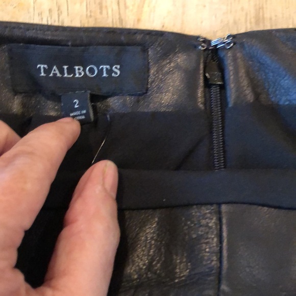 Talbots Black Leather Midi Pencil Skirt - Picture 3 of 6